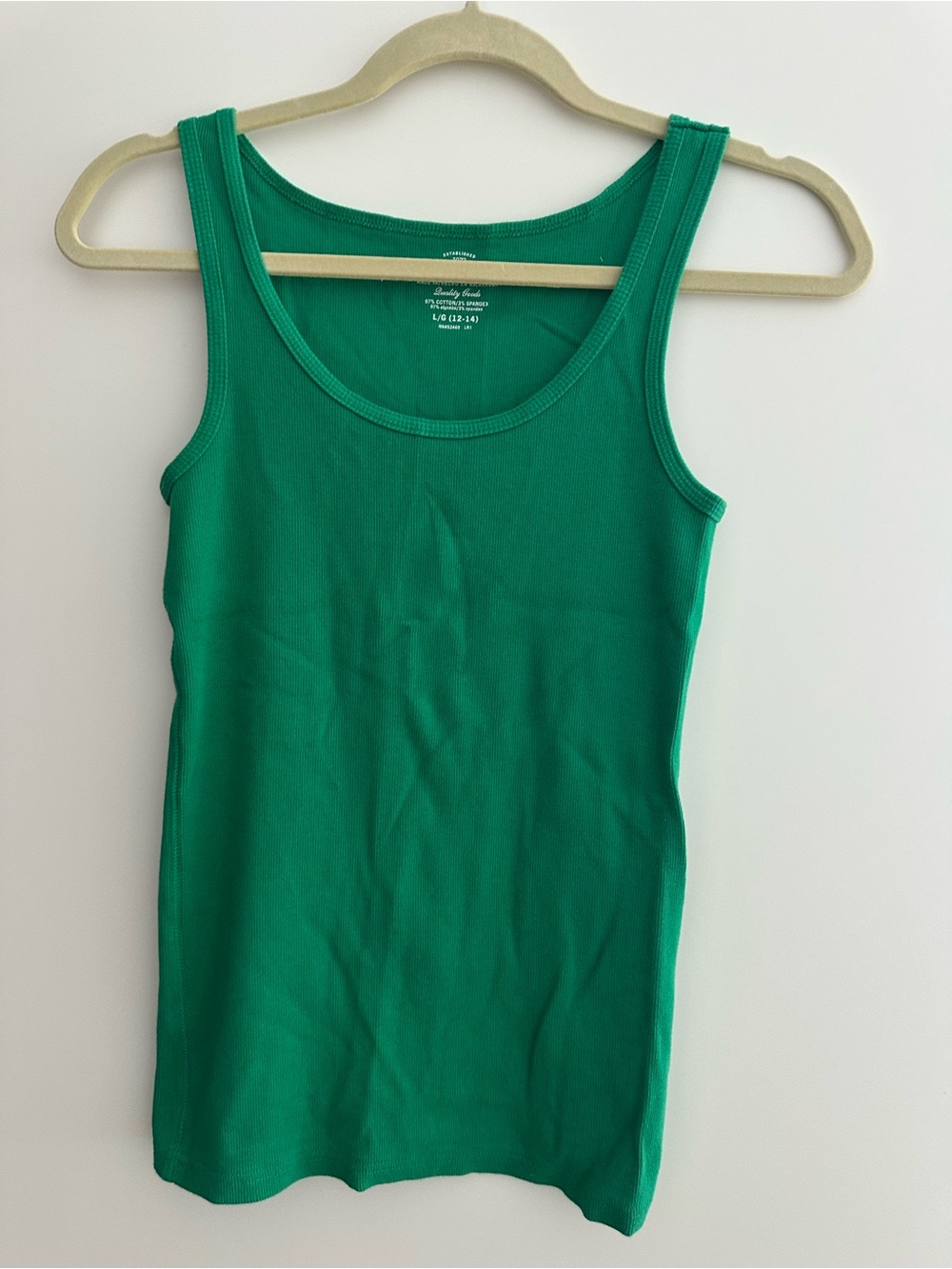 Faded Glory Green Ribbed Cotton Tank Top Size L